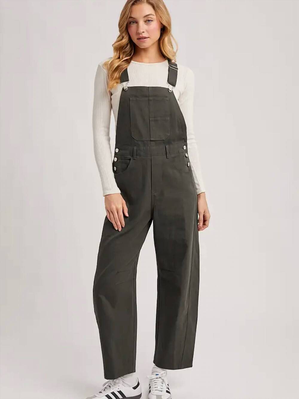 NEW BLUIVY barrel overalls jumpsuit in charcoal gray